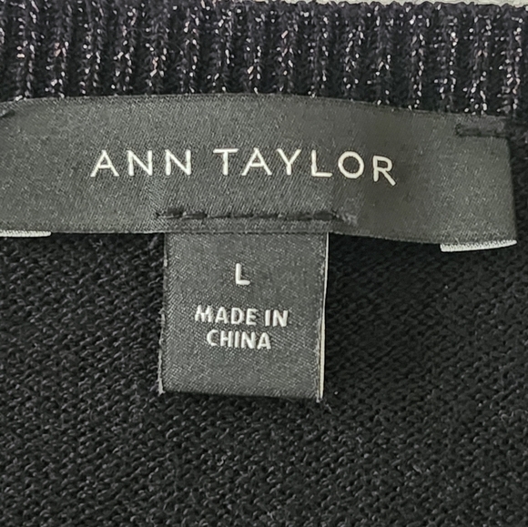 Ann Taylor Metallic Black & Bronze Cardigan Sweater Size Large - Picture 3 of 7